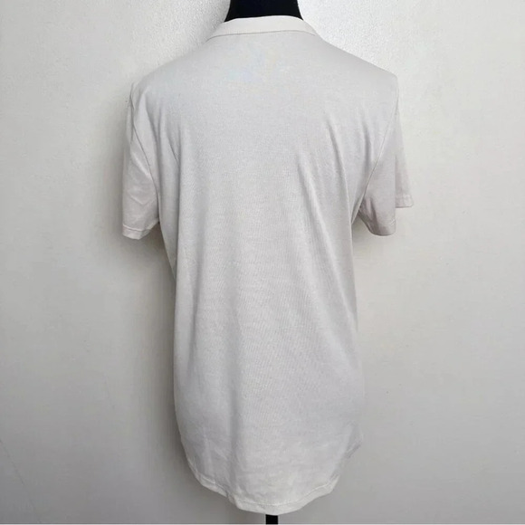 Calvin  Klein Jeans Womens Large Jersey Buton Neck Beige Shirt - Picture 2 of 13